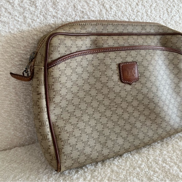 Celine Vintage Macadam‎ Authentic Rare Leather Zipper Beige Clutch - Picture 4 of 16